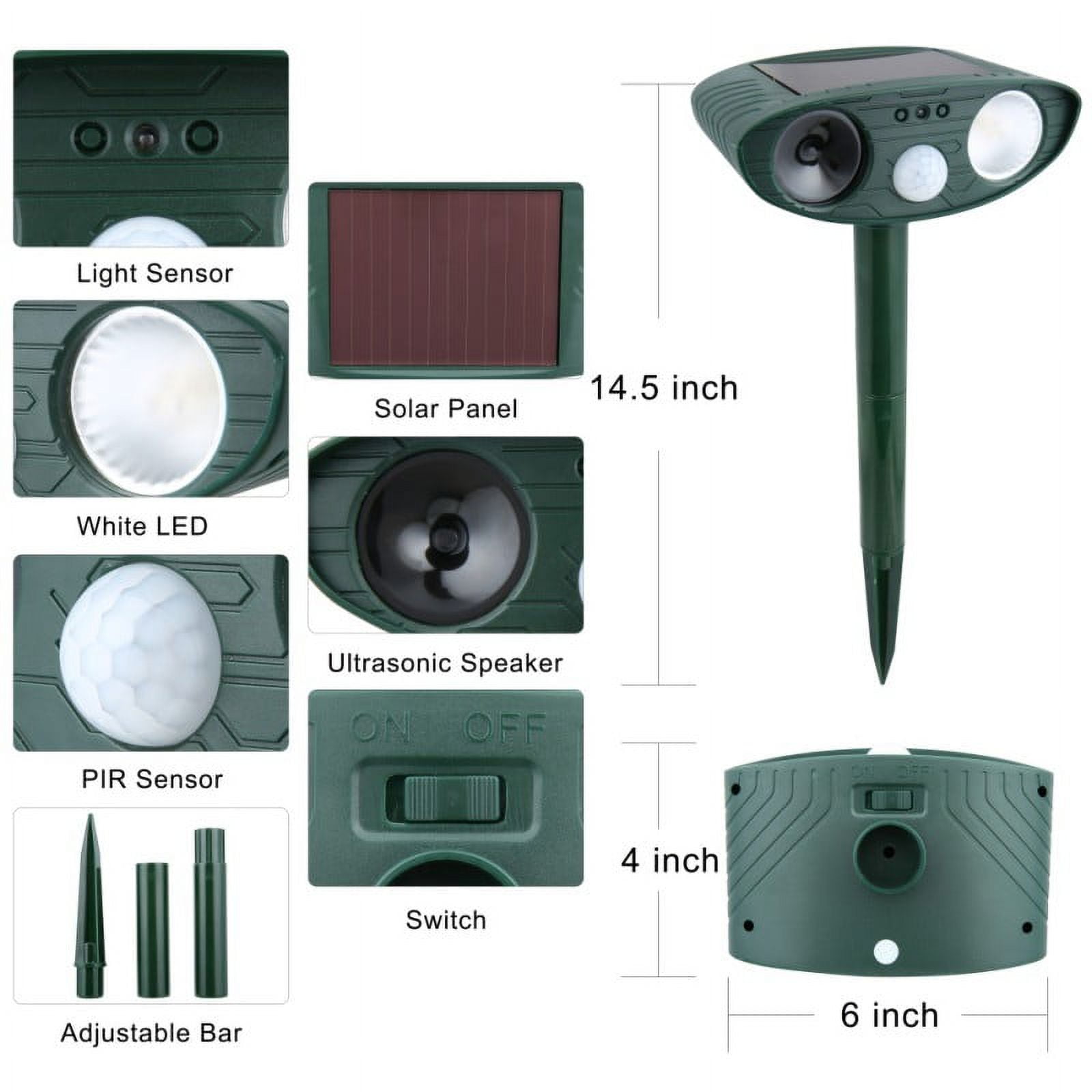 Solar Rabbit Repellent Cat Repellent Pest Repellent Deterrent Scarer Outdoor Waterproof with Powerful Flashing Light
