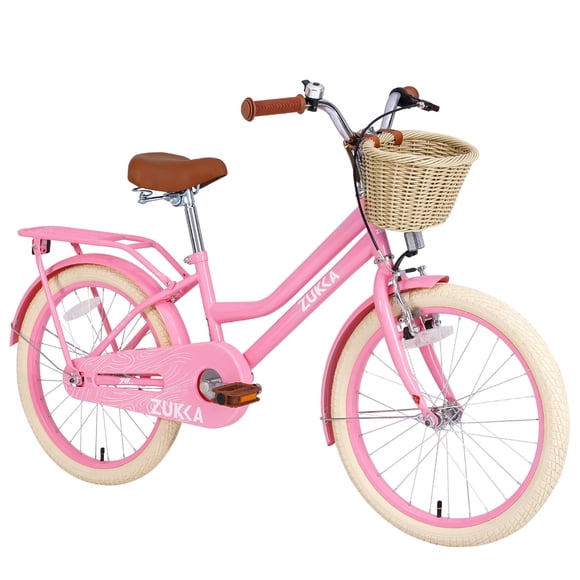 Light Pink 20-Inch Girls Bike – Steel Frame, Basket & Adjustable Seat for City & Trail Riding (7-10 Years)