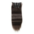 thumbnail image 6 of 200 Gram 26" 28" Straight Clip in Hair Extensions Human Hair Brazilian Virgin Hair Double Weft Full Head Straight 7 Pieces/set, 6 of 10
