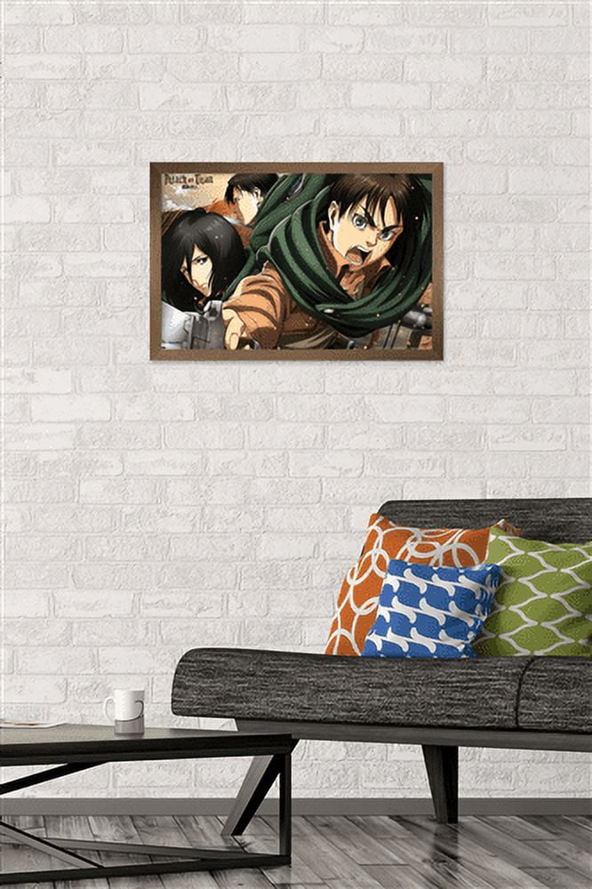 Attack on Titan: Season 2 - Intense Wall Poster, 14.725" x 22.375", Framed