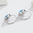thumbnail image 6 of 925 Sterling Silver Earrings Halo CZ Created Opal Birthstone Earrings for Women, 6 of 6
