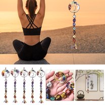 5Pcs 7 Chakra Crystal Pendant under $5! Yannianjz 7 Color Chakra Stone Pendant, Hand Woven Crystal Gemstone Hanging Ornament, Healing Stone Decoration for Home, Office, Gift