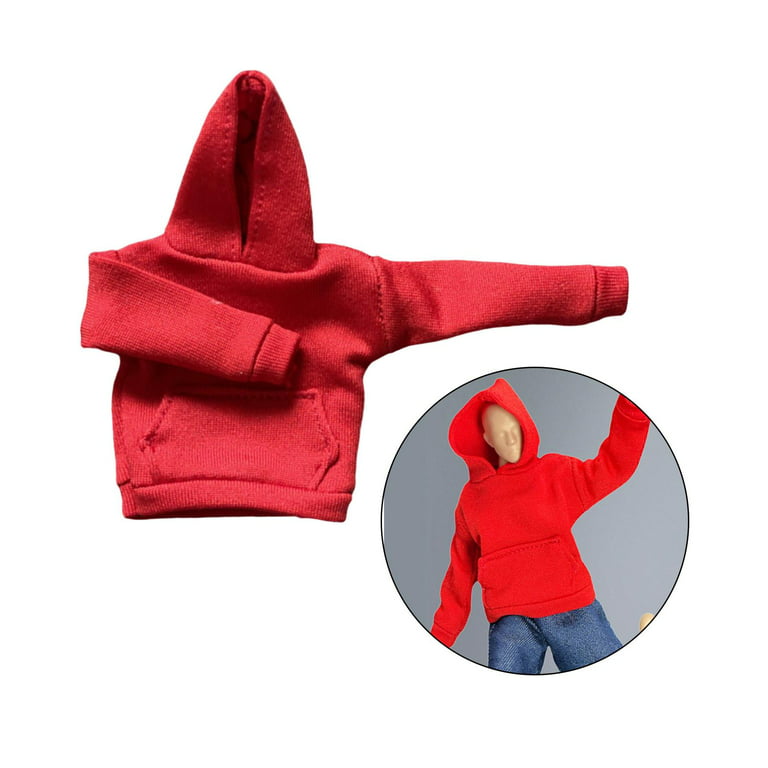 1:12 Scale Fashion Hoodie Sweatshirt Clothing Clothes Outfits for 6 inch  Action Figures Costume Red