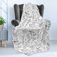 thumbnail image 4 of Cartoon Soft Flannel Fleece Throw Blanket, Hand Drawn Childish Doodle Childhood Theme Joyful Fairytale Landscape, Cozy Plush for Indoor and Outdoor Use, 60" x 80", White Black, by Ambesonne, 4 of 5