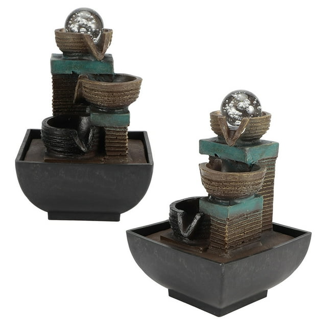 Unique Shape Designed Waterproof Desktop Fountain, LED Desktop Fountain, LED Illuminated For Home Landscape Feng Shui Decoration Office Type 9116 US Plug 110V