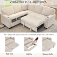thumbnail image 5 of 81'' Sectional Sleeper Sofa with Pull Out Bed, Convertible Corduroy Cloud Couch L Shaped 5-Seat Modular Couches with Storage Space and USB Charging, Sectional Couches for Living Room (Beige), 5 of 9