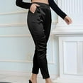 thumbnail image 3 of RUTAYY Women's Casual Pants Straight Leg Solid Color Elastic High Waist Stretch Classic Trendy Trousers, 3 of 6
