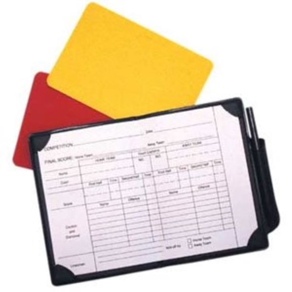 football referee wallet note book plastic red & yellow cards match cards pencil