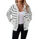 thumbnail image 3 of Suéteres Tipo Cárdigan A Rayas para Mujer, Ropa de Otoño, Blusas de Larga Informales A con Botones. Gris y L, 3 of 10