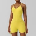 thumbnail image 2 of IROINNID Rompers for Women Shorts Casual Elastic Romper Jumper Beach Sleeveless Straight Jumpsuits Summer Loose Vacation Outfits(Yellow,S), 2 of 4