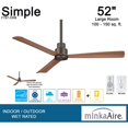 thumbnail image 3 of Minka-Aire Simple 52" Outdoor Ceiling Fan with 3 blades - Oil Rubbed Bronze w/ Extra Wall Control - F787-ORB-W, 3 of 3