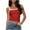Red, variant on Timegard Going out Tops for Women Lace Strap Square Neck Slim Fitting Crop Tank Top Comfy Camis Fashion