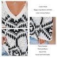 thumbnail image 3 of Loose Knit Pullover, Thick V Neck Color Contrast Pattern Acrylic Polyester Women Fleece Sweater Casual For Home ANGGREK  JI1711, 3 of 6