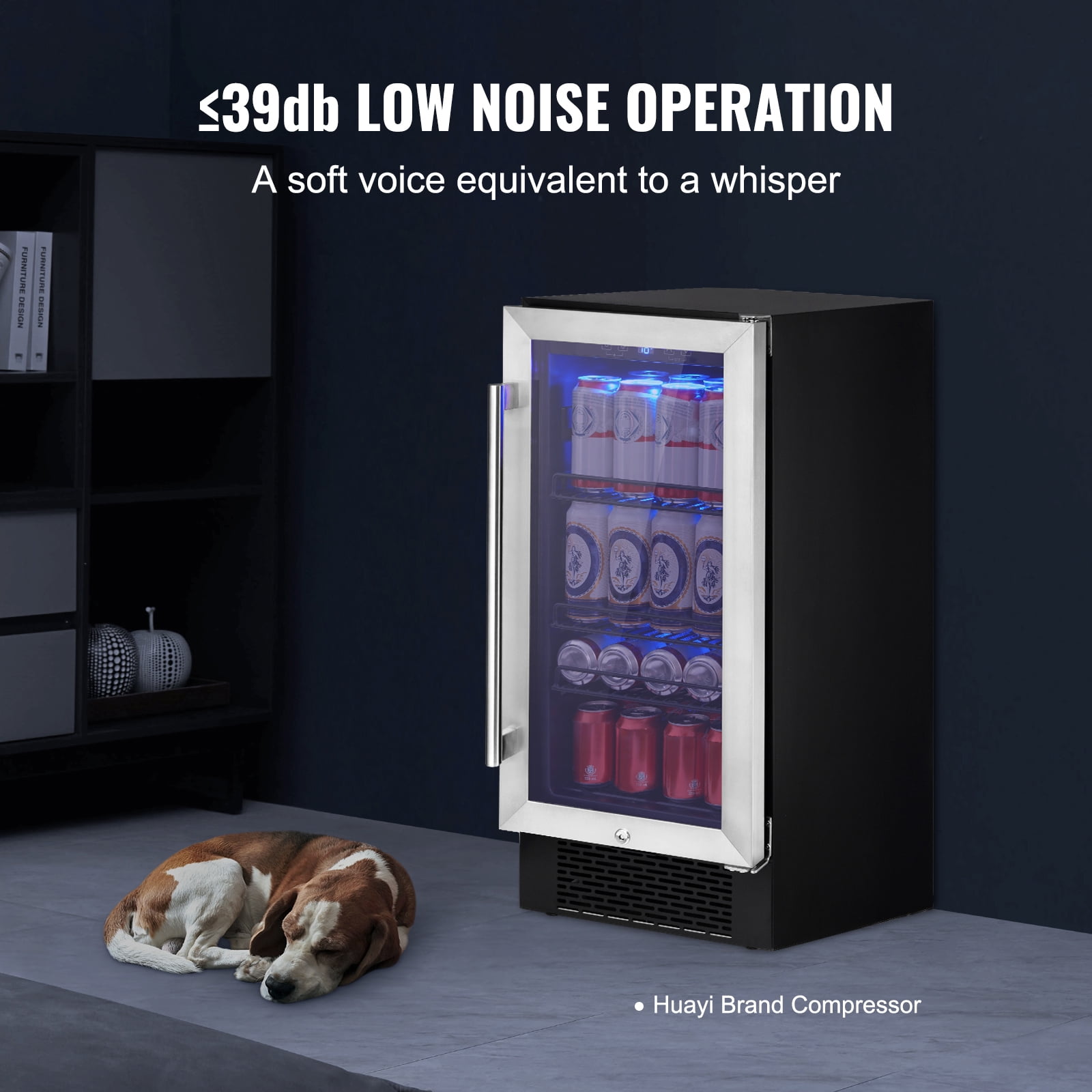 KFFKFF 98 Bottle Wine Fridge Stainless Steel Wine Cooler with Lock and LED Light
