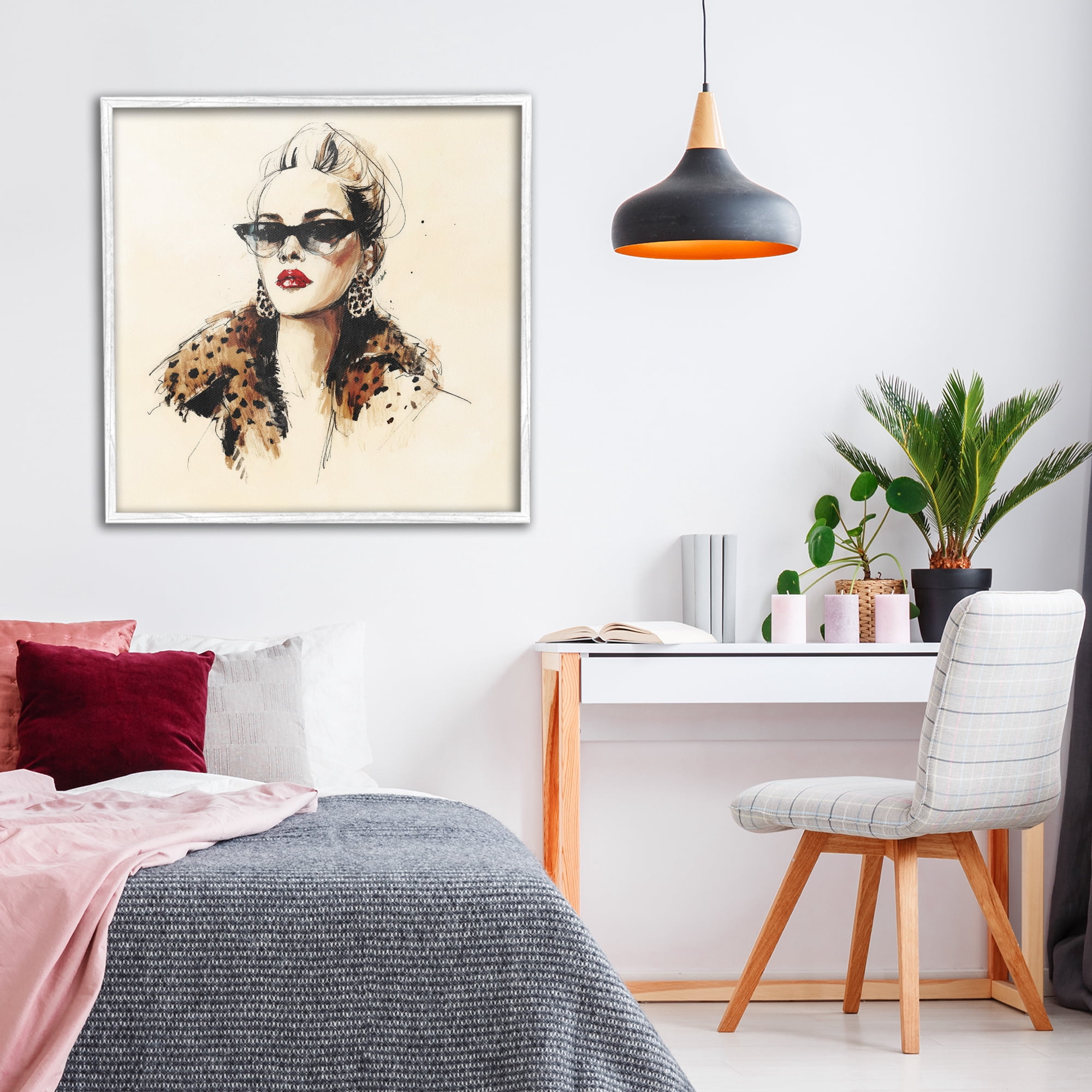 Stupell Industries Glam Leopard Sonata Portrait White Framed Giclee Art, design by Svetlana Aleynikova