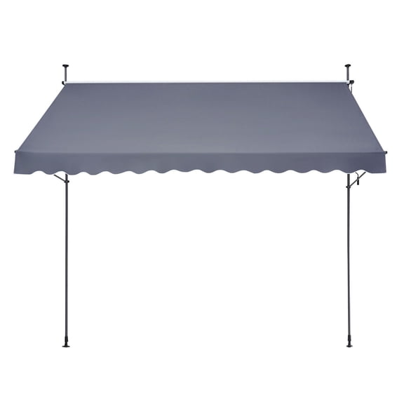 138x47" Patio Awning Retractable Awning Sunshade Shelter with Crank Handle