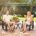 thumbnail image 3 of CoSoTower 3PCs Gliding Rocking Chair & Bistro Tea Table Set, Grey, 3 of 7