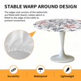 thumbnail image 2 of Elastic Fitted Round Tablecloth, Grey Red Botanical Waterproof Stretch Table Cover for 45"-54" Tables, Watercolor Spring Floral Summer Leaf Washable Outdoor Tablecloths for Patio, Picnic, Camping, 2 of 9