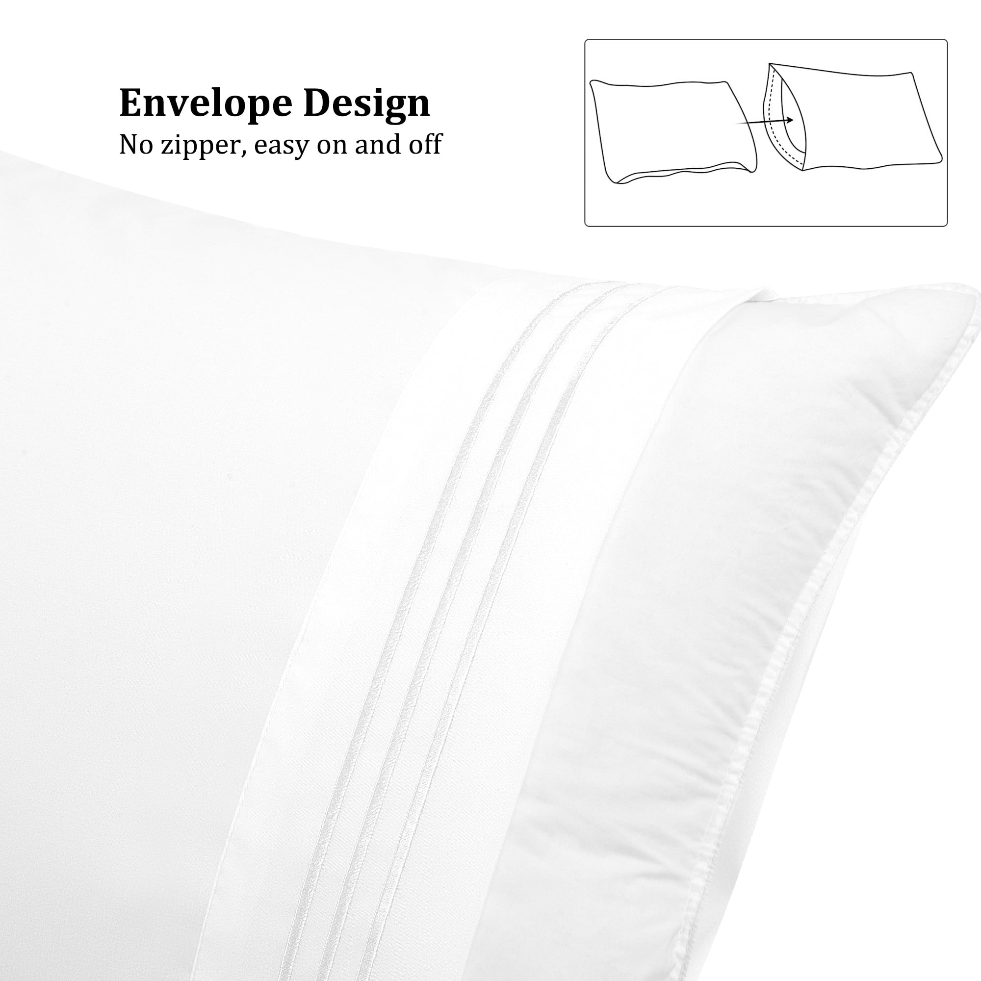 Unique Bargains Polyester Body Pillowcases 2 Pcs with Envelop White 20"x54"