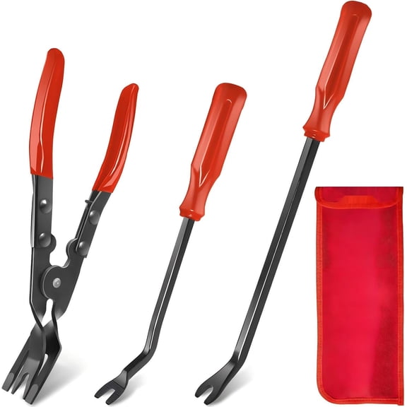 3-Piece Auto Clip Pliers Set with Fastener Remover Tool, Heavy Duty Interior Trim Removal Kit for Car Repair