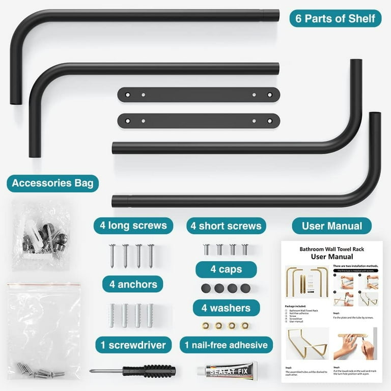 Towel Rack Wall Mounted Bathroom Towel Storage Stainless Steel Towel Racks for Bathroom Walmart