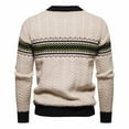 thumbnail image 4 of Hinvhai Mens Crewneck Sweater Casual Long Sleeve Fashion Argyle Knitted Pullover Oversized Chunky Winter Base Warm Sweaters Gray 10(XL), 4 of 6