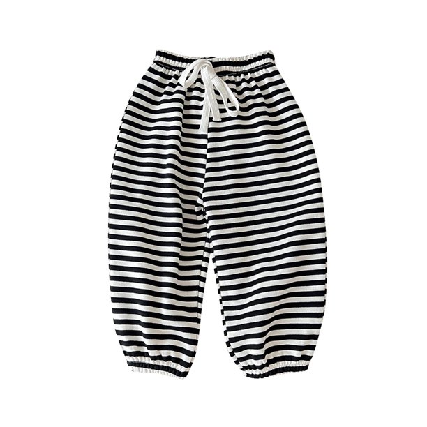 Odeerbi 2-12 Años Niños Niñas Pantalones de Algodón de Rayas Entrenamiento Deportivo Jogger Pantalones Joggers Respirables Pantalones de Linterna Pantalones de Haren