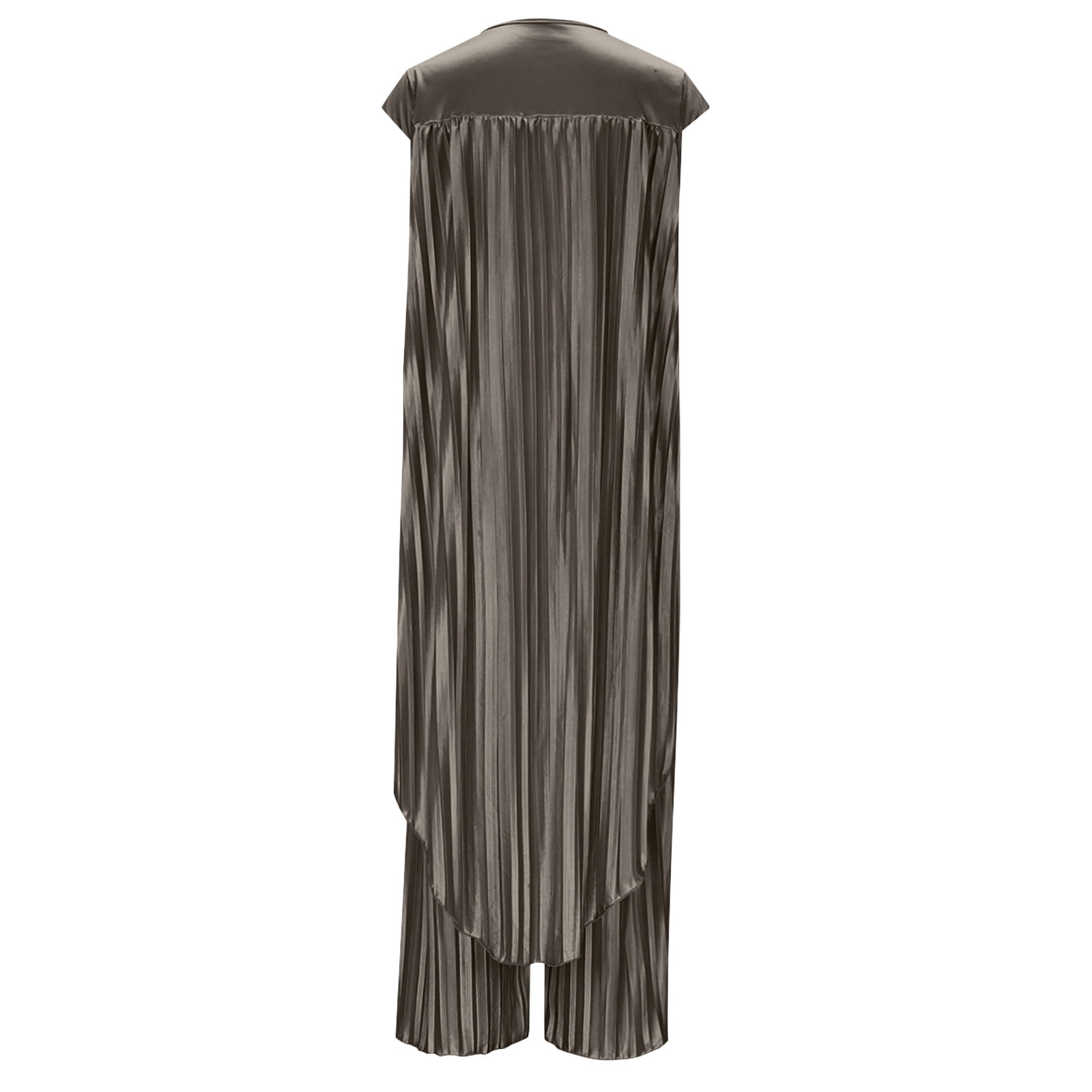 2 Piece Outfits for Women Dressy Pleated Wide Leg Pants Set - Asymmetric Hem Loose Tunic Tops Matching Lounge Sets