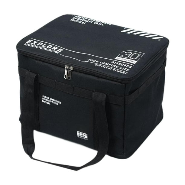 Bolsa de almacenamiento para acampar, bolsa para linterna de camping, multifunción con cremallera, gran capacidad Negro