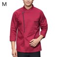 thumbnail image 2 of Chef Coat Unisex-Adulto Manga larga Permeabilidad al aire Hornear Fácil de limpiar Uniforme de cocina para otoño e invierno Restaurante Pastelería Rojo M Inevent LF000336-13, 2 of 7