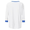 thumbnail image 4 of JURANMO 3/4 Length Sleeve Womens Tops Casual Summer Spring Vacation Trendy T Shirts Crewneck Color Block Three Quarter Tunic Blouse Limited Time Sales of The Day Blue M, 4 of 6