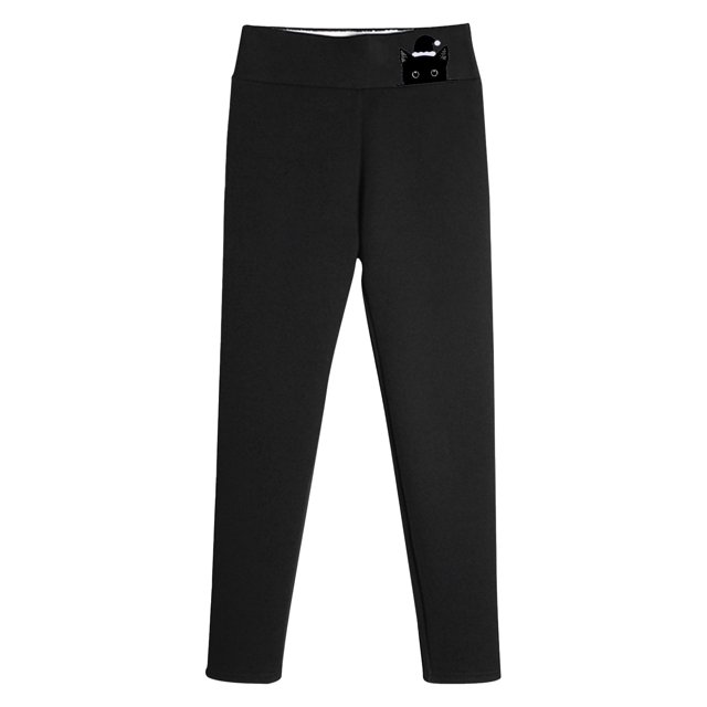 Gibobby Leggins Termicos Mujer Leggings de lana de gruesos de terciopelo para mujer, pantalones cálidos de cintura alta estampados para otoño e invierno (Negro, L)
