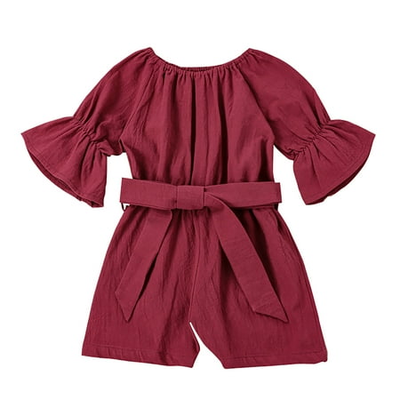 

DNDKILG Baby Toddler Girls Dress Summer Sundress Short Sleeve Dresses Deep Red 1Y-6Y 90