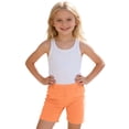 thumbnail image 3 of Kids Girls Soft Biker Shorts Elastic Waist Basic Solid Shorts Breathable Shorts for Daily Wear Gym Sports Orange 7-8 Years, 3 of 7