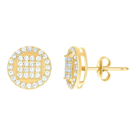 10k Yellow Gold Womens Cubic Zirconia Fashion Stud Earrings 10x10mm Wide Stud Earring for Women