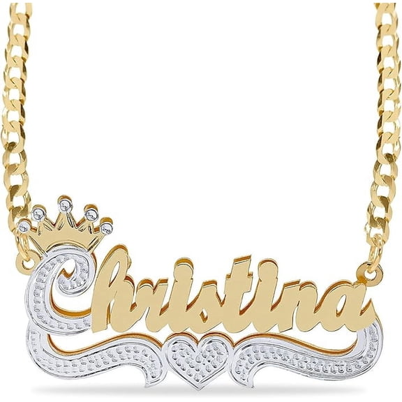 Elegant Designs 14K Gold Sterling Silver Personalized Script Nameplate Necklace - Double Plated Name Necklace - Customizable Handcrafted Jewelry for Women, Customized Name Word Necklace