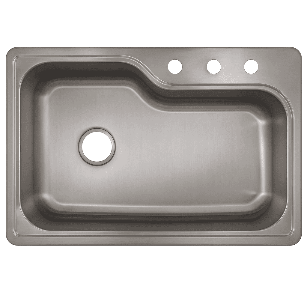 Design House Stainless Steel 33" Rectangular Kitchen Sink with 3-Holes, Silver