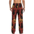 thumbnail image 7 of Men's Pajama Pants with Pockets Sleepwear Lounge Pants Stretch Casual Halloween Black Cats and Pumpkins, 7 of 7