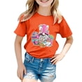 thumbnail image 2 of Shadoumai Kids Easter Shirts Girls Happy Easter Letter Print Crew Neck Short Sleeve T Shirt Top Trendy Vacation Tops Girls Summer Tops T-Shirts, 2 of 3