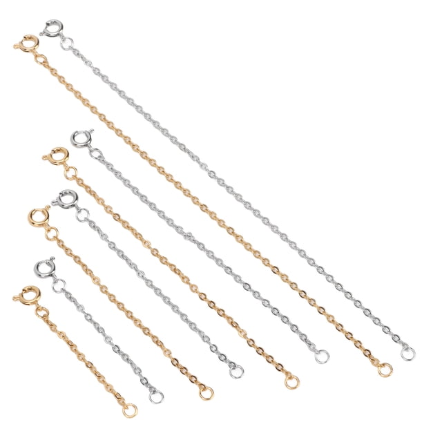 FLAMEEN 8 Pcs Collier Rallonge en Acier Inoxydable Or Argent Collier Ajustement Extension Chaîne Bijoux Décoration, Rallonge Collier en Acier Inoxydable, Rallonge Chaîne en Or