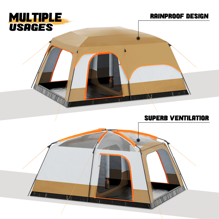 Dropship 10 Person Family Cabin Tent, 2 Room Huge Tent With Storage Pockets  For Camping Accessories to Sell Online at a Lower Price