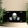 thumbnail image 6 of 1 Pcs License Plate Covers & Frames, Skeleton Pointing Forward with Intense Expression For Decorative Front, Aluminum License Plate Covers & Frames Cover For Men Women, 12" X 6", 6 of 7