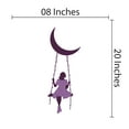 thumbnail image 3 of GIRLY - Vinyl Adhesive Purple Themed Girly Art Girl Silhouette Sitting On A Moon Crescent Swing Design Kids Girls Bedroom Wall Decal - Home Art Floral Dress Night Sky Wall Sticker 8" x 20", 3 of 3