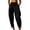 Black, variant on Harem Pants Women Spring Summer Elastic Waist Loose Fit Lightweight Beach Pants Trousers with Pockets