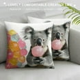 thumbnail image 3 of JEUXUS  Adorable Animal Blowing Bubbles Gum Decorative Pillow Covers Super Soft Throw Pillow Case Cushion Cover for Home Sofa Decor (Koala &amp; Giraffe), 3 of 5