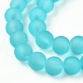 thumbnail image 3 of 20strands Transparent Glass Bead Strands Frosted Round Dark Turquoise 8mm Hole: 1~1.6mm about 99pcs/strand 31.4 inch, 3 of 3