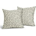 thumbnail image 2 of Daisy Floral Block Print Pillow Covers 18X18 Inch Gray Grey Beige Flowers Decorative Square Pillow Cases Set of 2 Farmhouse Home Decor Vintage Rustic Cute Throw Pillows for Sofa Couch Outdoor, 2 of 6