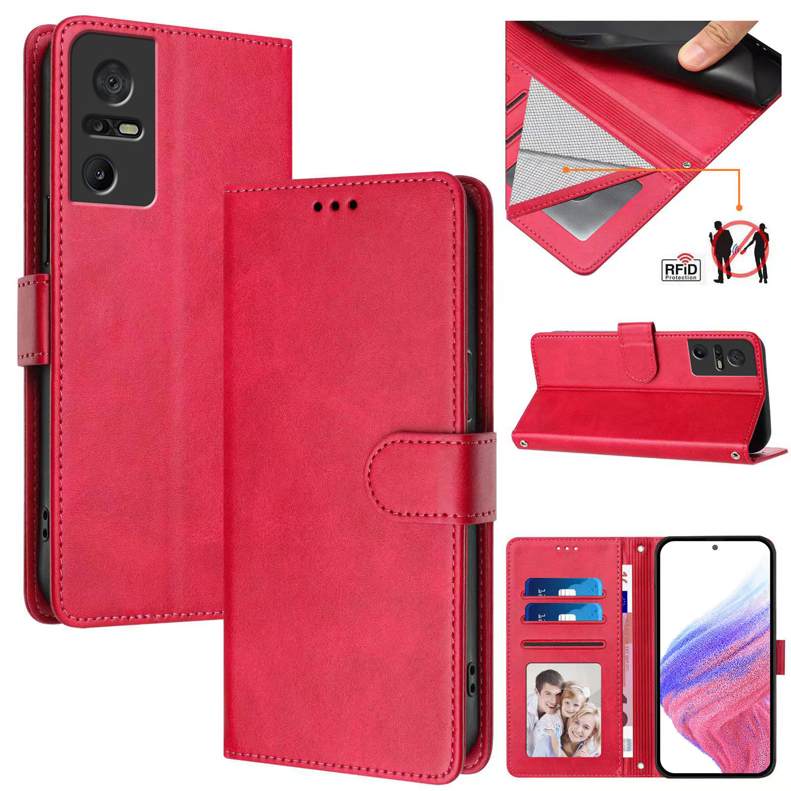 TCL 40 SE Case ,RFID Blocking Cover Crossbody Lanyard Flip Leather Wallet Case for TCL 40 SE