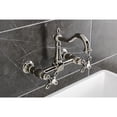 thumbnail image 3 of Kingston Brass KS1266AX Heritage Double-Handle Wall-Mount Bridge Kitchen Faucet, Polished Nickel, 3 of 7