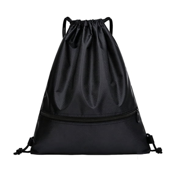 Drawstring Backpack with Front Zipper Pocket, Large Capacity Water Resistant Oxford Cloth Sports Sack Bag for Gym, Basketball, Travel, Outdoor